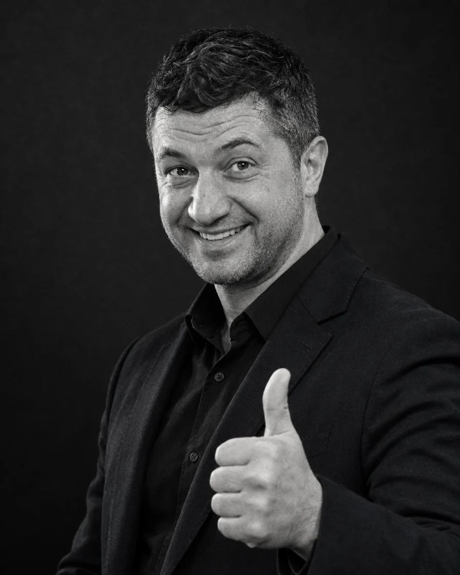 Виталий Савельев, портрет с обработкой ИИ по материалам канала Елены